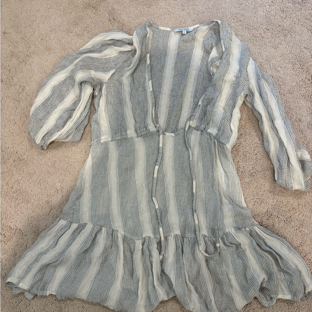 Blue Island Black and White Striped Top